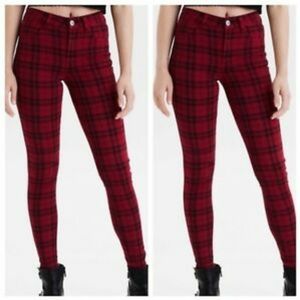 American Eagle Hi-Rise Jegging Red Plaid